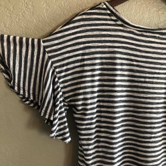 Striped Flutter Sleeve Top - Picture 3 of 3